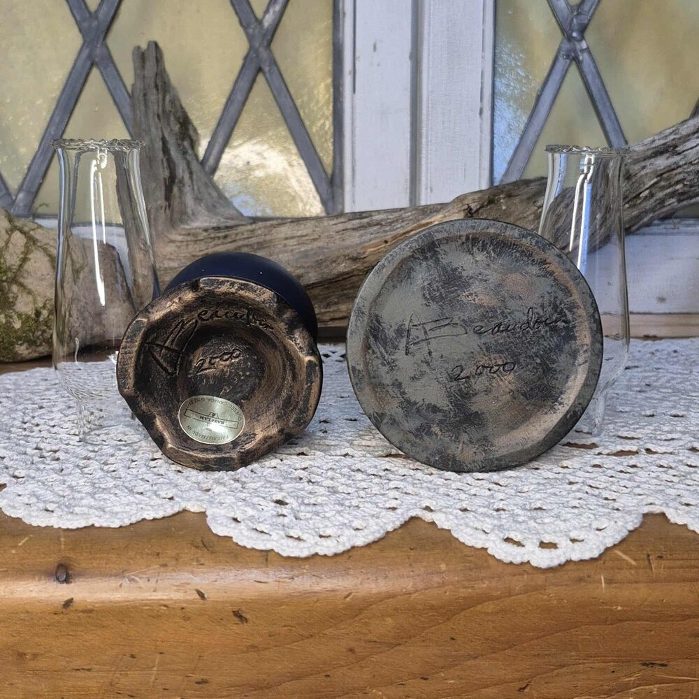 RAYFLAM 2 Mini Oil Lamps Blue Brass Bronze - Picture 6 of 13